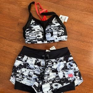 Track & field matching set Brazil shorts sports bra small